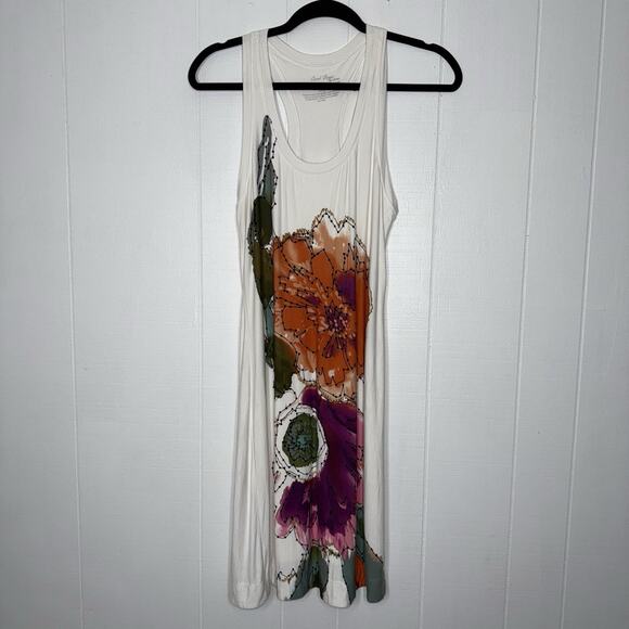 Soma Women’s Cool Days Tank Dress White Floral Size Small - Picture 1 of 4